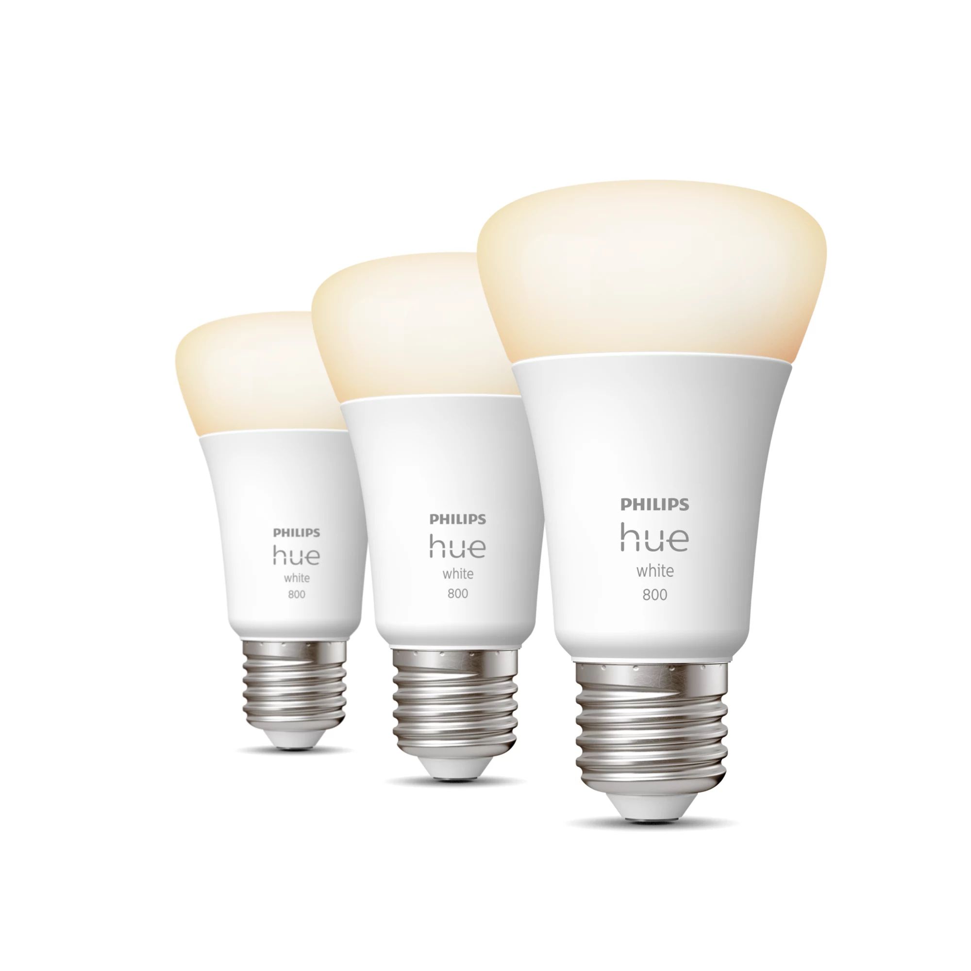 Philips Hue White A60 E27 Smart Bulb - 3 Pack - 800lm - Bluetooth - Soft White