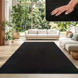 TT Home Laagpolig woonkamertapijt, effen, modern design, wasbaar - Zwart, 160 x 220 cm