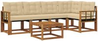 vidaXL Hoekbank Set 6-delig Natuurlijk en Beige Acacia Hout