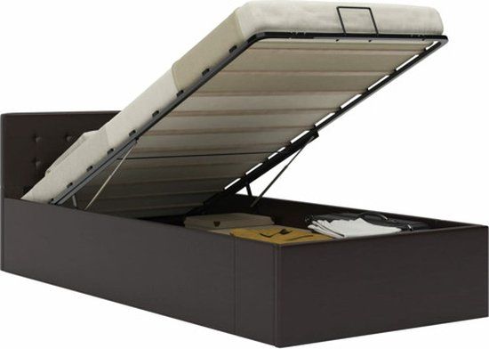 vidaXL Bedframe met opslag hydraulisch kunstleer grijs 100x200 cm