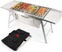 Holland Connections Grill au charbon de bois - Grand grill d'extérieur - Barbecue au charbon de bois - Barbecues de table - Pliable - Portable - avec sac de transport - Acier inoxydable - Argent
