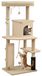 Arbre à chat - 132 cm de haut - 5 niveaux - Avec brosse, balles suspendues, tapis griffoir - Plaque de base 55x44 cm - Beige