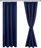 Rideau prêt à l'emploi sans marque avec crochets - Inbetween - Occultant - Salon - Chambre - Polyester - Bleu foncé - 167 x 228 cm - 2 Pièces