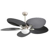 Eden pulse Ventilator nikkel en zwart, 24 W, 2950 lm, 5 vleugels, 6 snelheden, bediening, geheugen, 36/48,5 x 132 x 132 cm