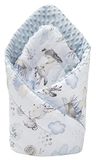 Medi Partners Minky Hoofdkussen, 100% katoen, 75 x 75 cm, dubbelzijdig, zacht, voor het hele jaar, multifunctioneel, hypoallergeen, voor baby's (hert en egel met minky lichtblauw)