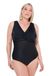 Ulla Popken Badpak, Laura, String Detail eendelig badpak voor dames, zwart.