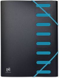 Oxford Classeur extensible, 8 compartiments, A4, couverture en polypropylène, noir/bleu