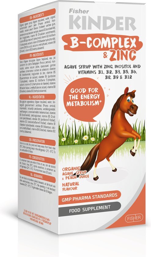 Kinder B complex vitamine kinderen 3j+, supplementen met Zink, inositol, biotine, foliumzuur, vitamine B1, B2, B3, B5, B6, B7, B11, B12