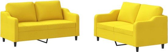 vidaXL 2-delige Loungeset met kussens stof lichtgeel