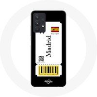 Maniacase Hoesje voor Samsung Galaxy A32 5G Vliegticket Madrid Spanje