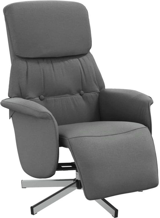 vidaXL Fauteuil met voetensteun, verstelbaar, stof, donkergrijs