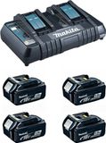 Makita Power set van 4 x 18V 5,0 Ah batterijen + oplader DC18RD