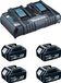 Makita Power set van 4 x 18V 5,0 Ah batterijen + oplader DC18RD