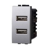 IXTRIMA Dual USB-lader module 5 V 2,1 A - 2 USB-A poorten kleur grijs compatibel met Bticino Living Light/International 1 stuk