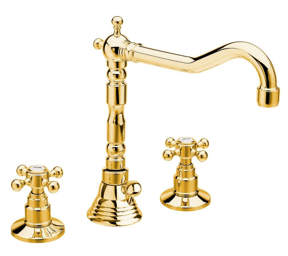 Reitano Rubinetteria ANTEA Retro Wastafelmengkraan - Goud - 3-gats - Met Clickwaste