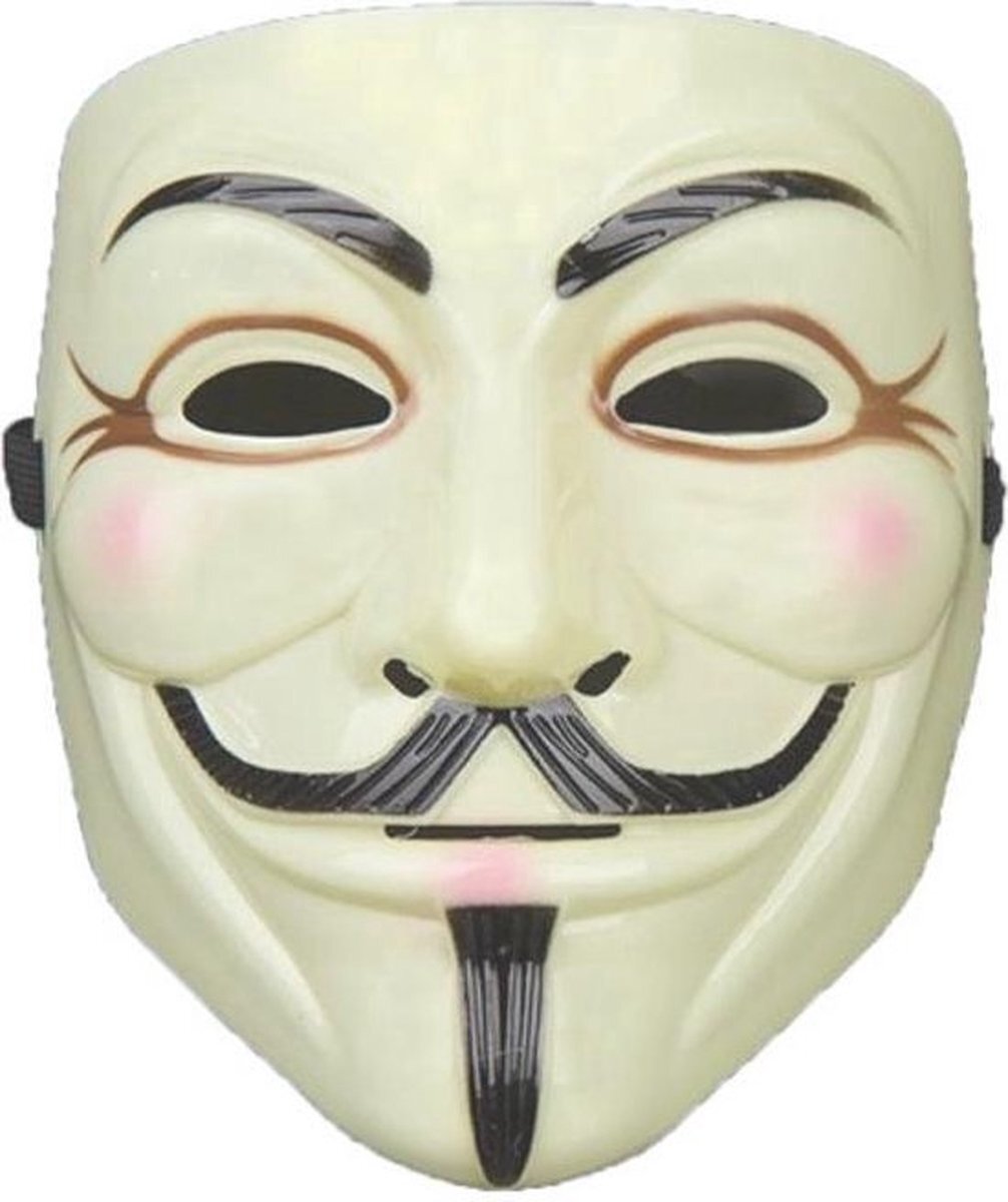 Tecqx Anonymous Masker Origineel - Geel - Zwart - Vendetta - Guy Fawkes - Leuk voor Halloween - Verkleedpartijtje - 2 stuks