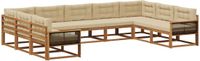 vidaXL - Hoek loungeset - 9 zitplekken - Natuurlijk en beige - Acacia hout