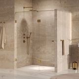 Brauer Void - Carving Nisdeur - 2-Delig - Helder Glas - 150 x 200 cm - Omkeerbaar - met Draaideur 70 cm - Aan Glas - incl. Glascoating - PVD Goud Geborsteld