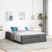 vidaXL Bedframe met matras 2-persoons Donkergrijs Stof