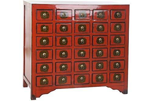 DRW Oosterse commode met 30 Olmo-schuifladen in rood 105 x 44 x 98 cm