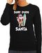 Bellatio Decorations Surf dude Santa fun Kerstsweater / kersttrui zwart voor dames - Kerstkleding / Christmas outfit L
