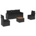 vidaXL 6-delige Loungeset met Kussens, Zwart, Poly Rattan