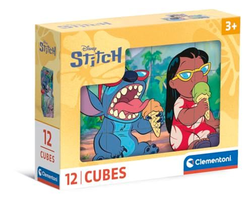 Clementoni Cubi 12 Stitch Blokkenpuzzel - Kubus Puzzel met 6 Afbeeldingen - Blokken en Blokjes - Duurzaam Educatief Speelgoed voor Jonge Kinderen