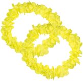 Hawaii kransen bloemen slingers - 2x - neon geel - Accessoires de déguisement - Enfants/Adultes