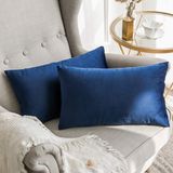MIULEE Dailygoods - Decoratieve Fluweelzachte Kussenhoezen - 40 x 60 cm - Marineblauw - 2 Stuks