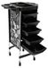 Chariot de coiffure - Chariot de coiffure mobile - 6 niveaux - 5 tiroirs - 4 roues - Capacité de charge 80 kg - Acier inoxydable, 36x90 cm - Noir