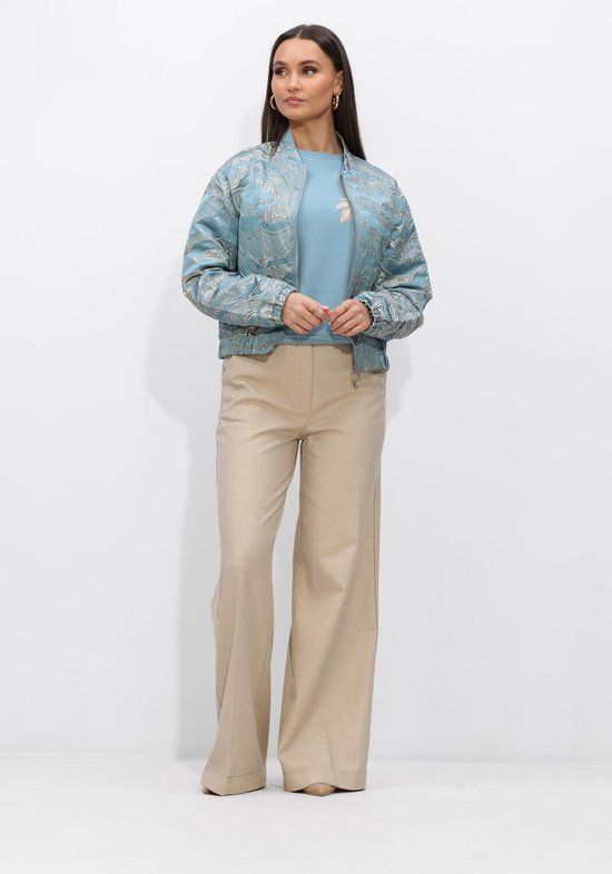 Jansen Amsterdam Qwen Jasje 219 Gj Bomber Long Sleeve Gold Jacquard Zomerjas - Lichtblauw - Maat 42
