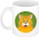 Bellatio Decorations Kat mok - rood - keramiek - 300 ml - kinder beker poes