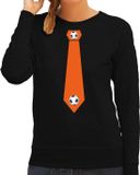 Bellatio Decorations Shoppartners Bv Zwarte fan sweater voor dames - oranje voetbal stropdas - Holland / Nederland supporter - EK/ WK trui / outfit L