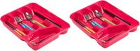 PLASTICFORTE Bestekbak/bestekhouders 5-vaks rood - 27 x 34 x 5 cm - Keuken opberg accessoires