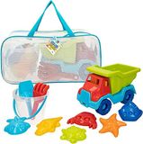ColorBaby - Strandspeelgoed voor kinderen, zandspeelgoed, zandemmer, Ø18 cm, ceder, schep, hark, gieter, vrachtwagen, zandvormen, + 18 maanden (49273)
