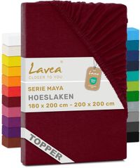 Lavea ® Hoeslaken voor Topper/Topmatras 180x200 cm – 100% Katoen Jersey – Bordeaux