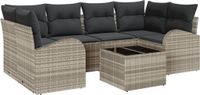 vidaXL Tuinbank Set 7-delig Lichtgrijs Polyrattan