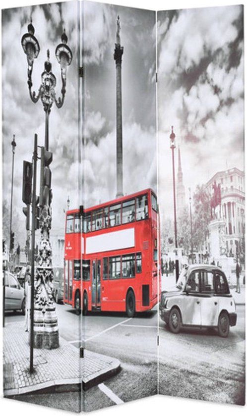 vidaXL Kamerscherm inklapbaar Londen bus 120x170 cm zwart en wit