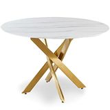 Menzzo Corix tafel, goud, L 120 x D 120 x H 75 cm, glas 8 mm dik