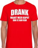 Bellatio Decorations Shoppartners Bv Fun t-shirt - drank maakt meer kapot dan je aan kan - rood - heren - feest shirts M