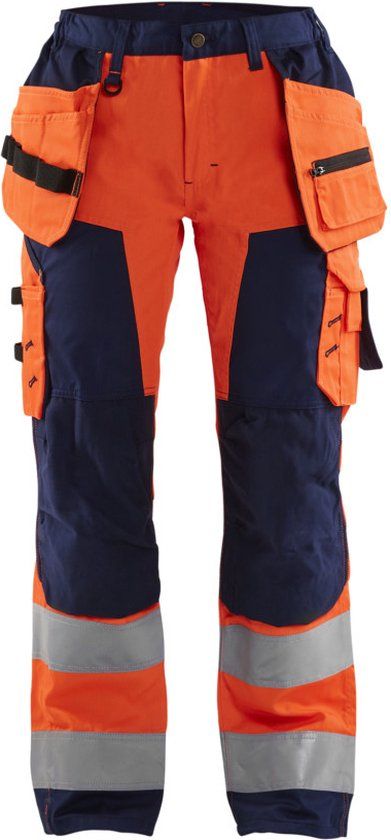 Blåkläder Dames werkbroek High Vis met spijkerzakken 7156-1811 - High Vis Oranje/Marineblauw - C36