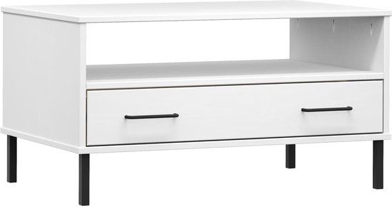 vidaXL Salontafel OSLO 85x50x45 cm massief hout wit