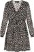 Faina Leo E-Commerce Ltd. Faina Jurk Panterprint V-hals Lange Mouw Kort Polyester Gebroken Wit Zwart S