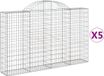 vidaXL Gabions - 5 pieces - arched - 200x30x120/140 cm - iron