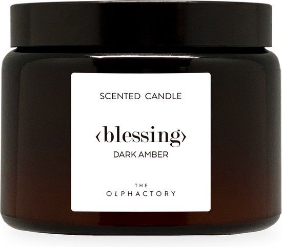 The Olphactory Blessing Dark Amber Scented Candle - 360g - 60 Hour Burn Time