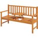 Banc de jardin avec table centrale relevable et accoudoirs, en bois, 153x56x91 cm, marron clair