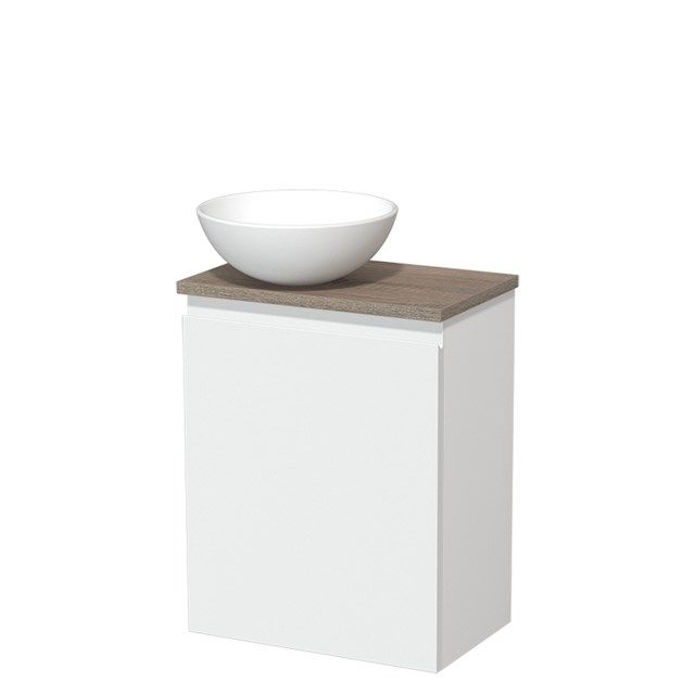 Maxaro Modulo Toiletmeubel 41 cm - Mat Wit - Eiken Blad - Greeploos