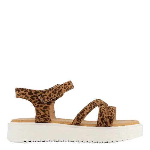 Graceland sandalen met panterprint bruin