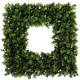 Pure Garden Buxuskrans - 46,5 cm vierkante UV-bestendige kunstmatige lente-, zomer-, herfst- of winterkrans - buitenkransen voor voordeur