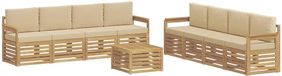 vidaXL - Bank loungeset - Polyester - Wit en Beige